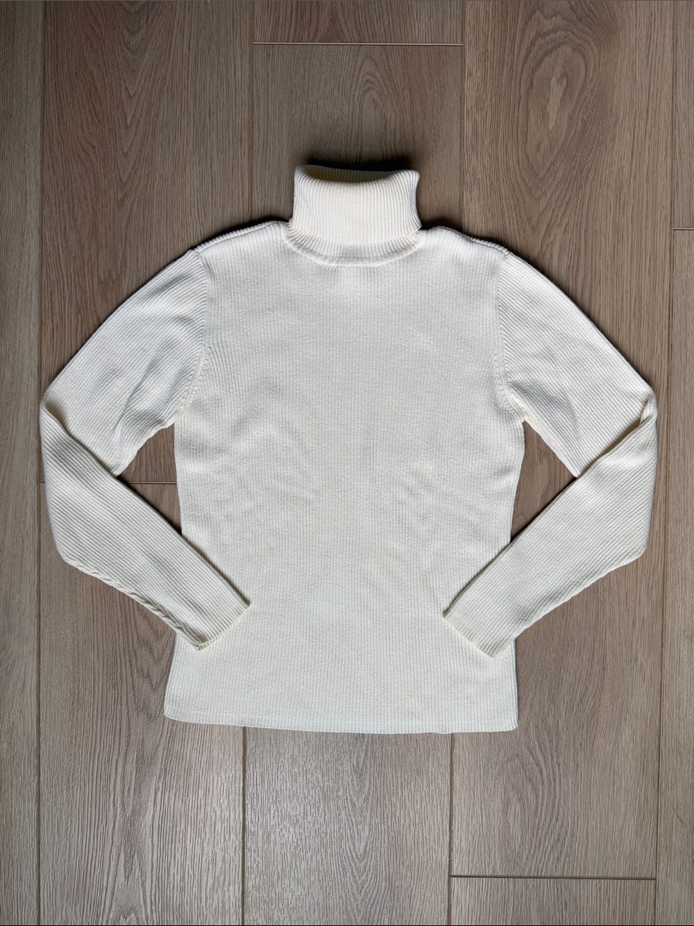 Vintage 90s GAP Ribbed Cotton Turtleneck Sweater Cream White Minimalist Y2K Sz M